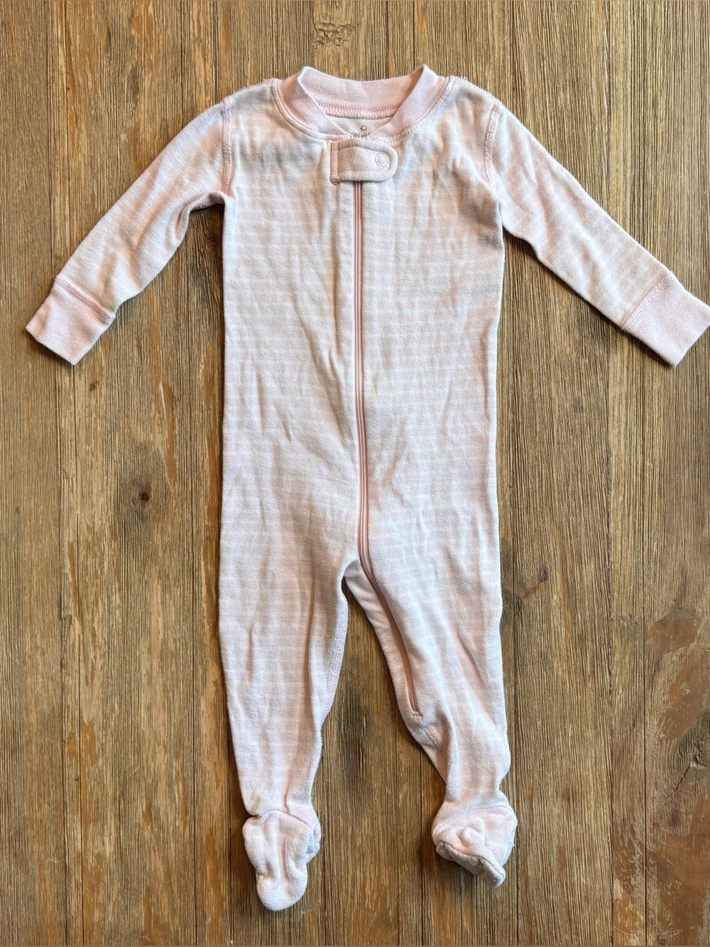 Moon and Back by Hanna Andersson Pink Footed One-Piece Zipper Sleeper size 6-12m